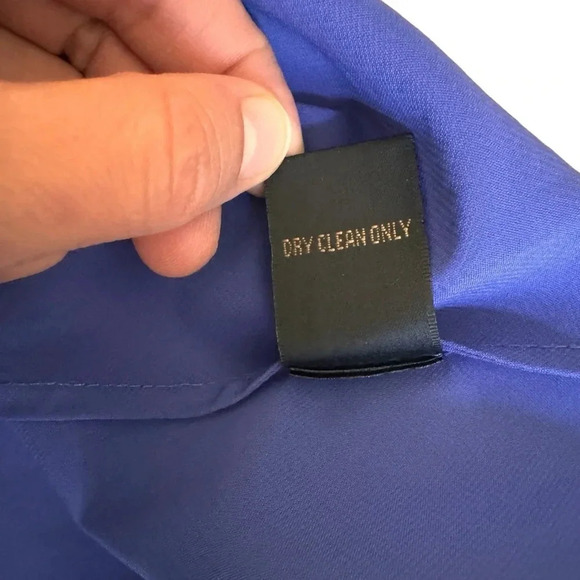 Royal Blue Spaghetti Strap Mini Slip Dress Crew Neck Sheer Size S RTR - Picture 6 of 8